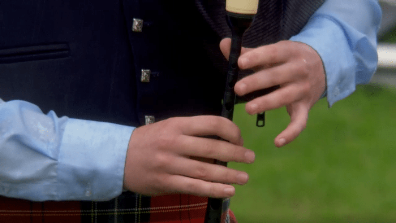 Close up of Field Marshall Montgomery Piper at the 2016 World Pipe Band Championships