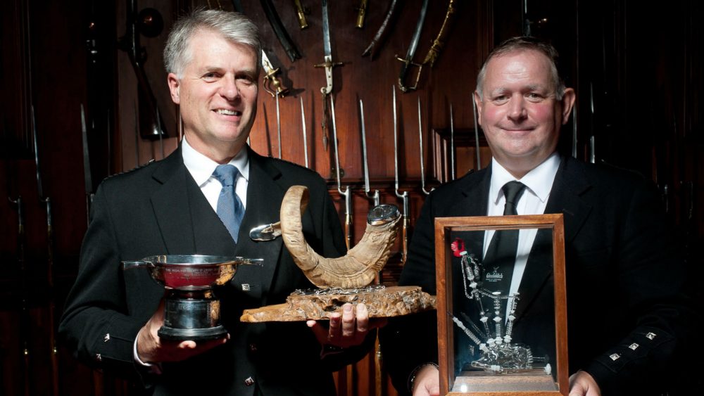 Jack Lee and Roddy MacLeod, winners of the Glenfiddich Piping Championship 2017