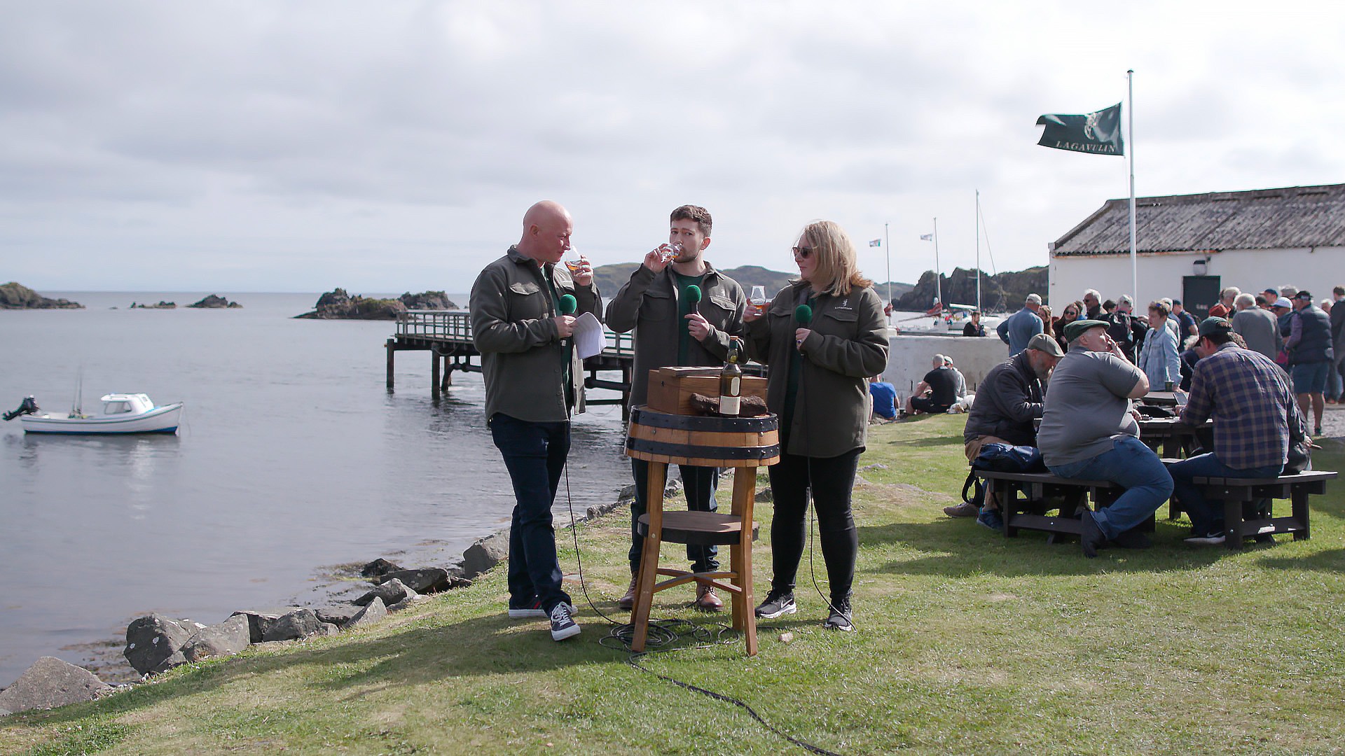 Ewan, Peter and Jo playing Peat or Treat as part of Inner Ear's Instagram Live stream from Lagavulin Distillery as part of Fèis Ìle 2023 in Islay