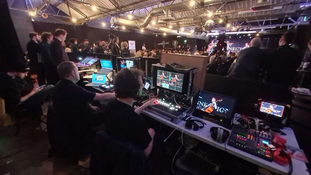 Inner Ear live stream production crew at Showcase Scotland 2024 - they know the best way to live stream and how to choose between live streaming and recording